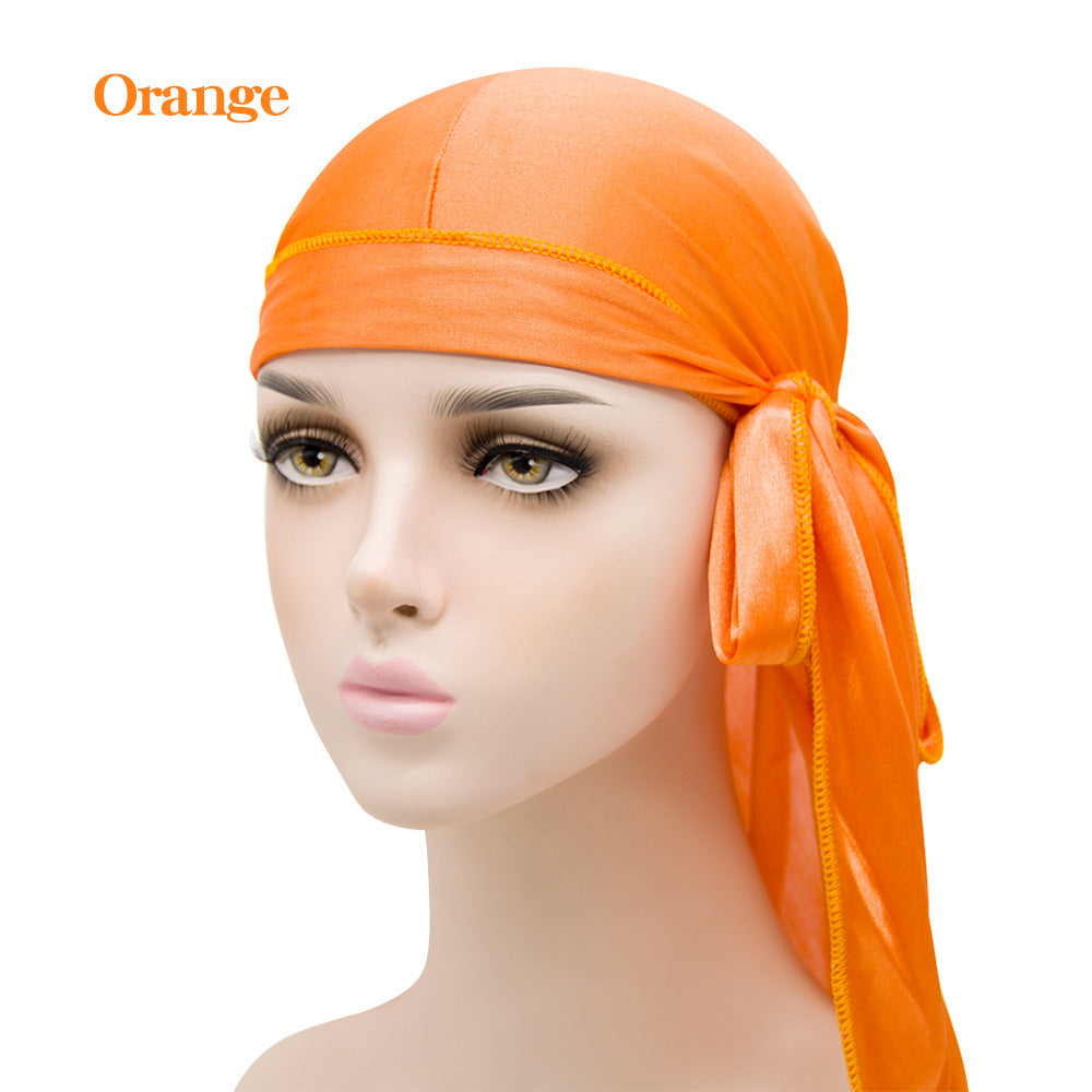 Imitation Silk Long Tail Turban Hat Silk Pirate Hat