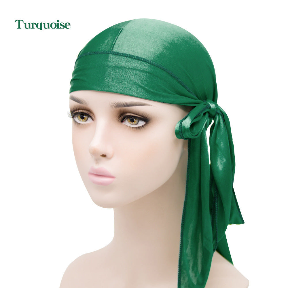 Imitation Silk Long Tail Turban Hat Silk Pirate Hat