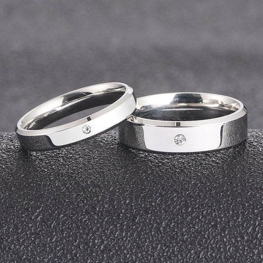 Fashion Single Diamond Couple Couple Rings Glossy Beveled Diamond