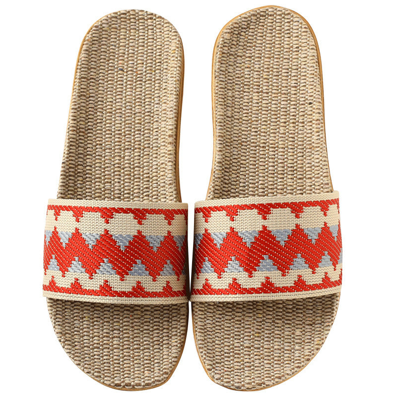 Indoor non-slip linen slippers