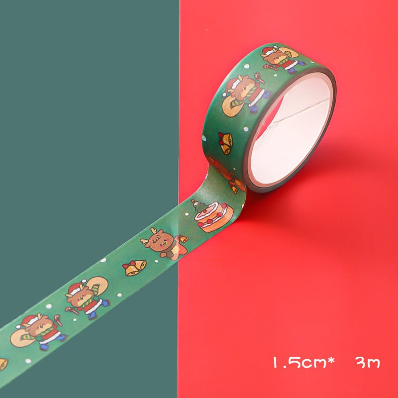 Cartoon Christmas And Paper Adhesive Tape Student Journal Material Diy Decorative Stickers Cute Girl