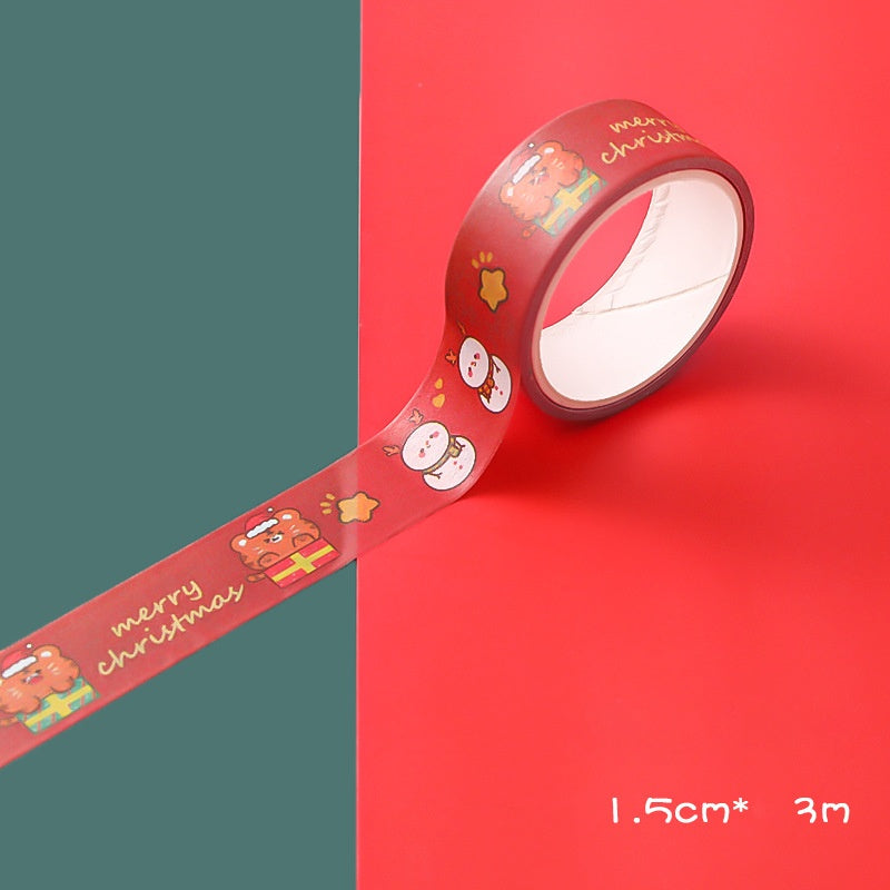 Cartoon Christmas And Paper Adhesive Tape Student Journal Material Diy Decorative Stickers Cute Girl