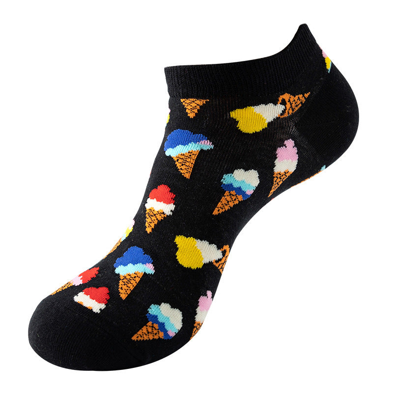 Men's Spring And Summer Ankle Oil Painting Avocado Socks