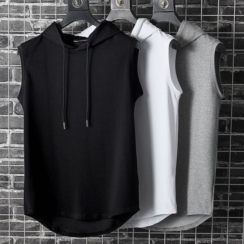 Youth Sports Fitness Plus Size Waistcoat Hooded Top