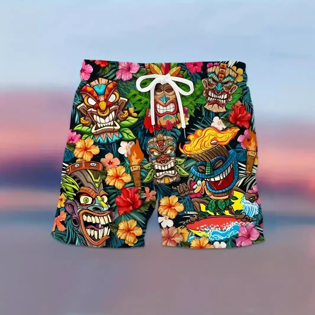 Summer Men's Beach Pants Printed Sports Casual Shorts