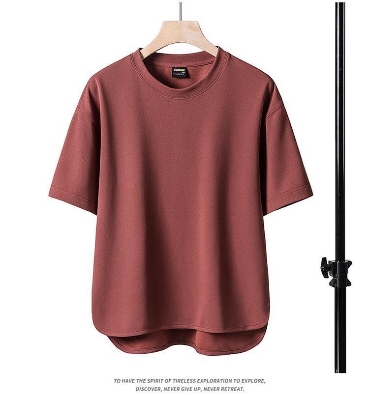 Men's Elbow-sleeved Top Cotton Short Sleeve Summer Round Neck Pullover Loose