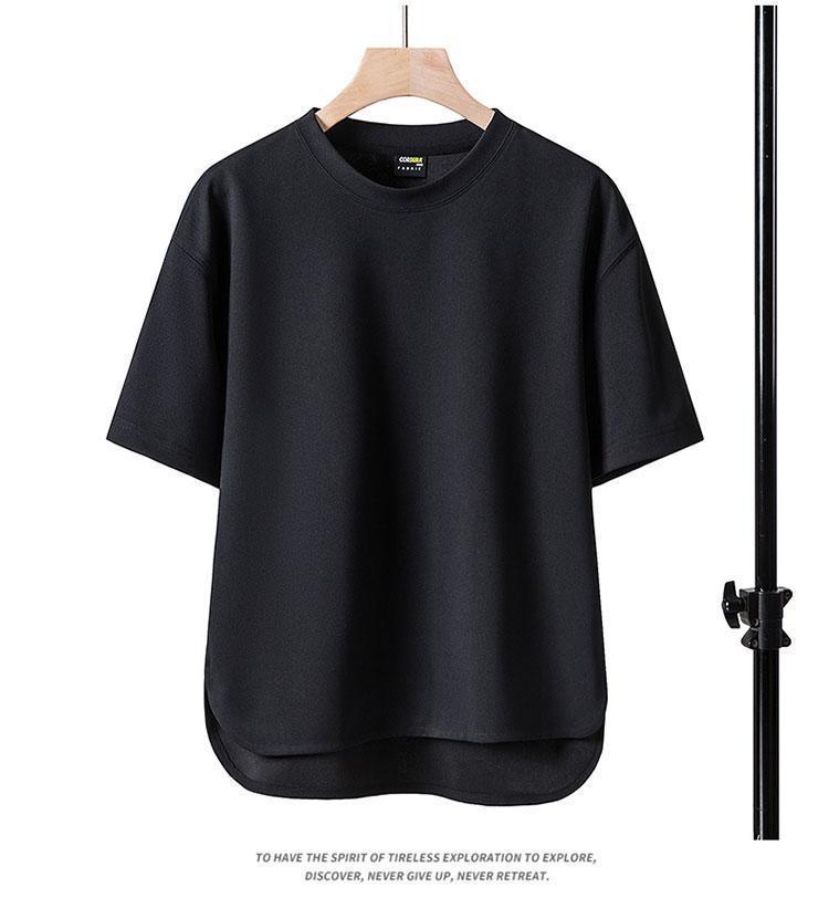 Men's Elbow-sleeved Top Cotton Short Sleeve Summer Round Neck Pullover Loose