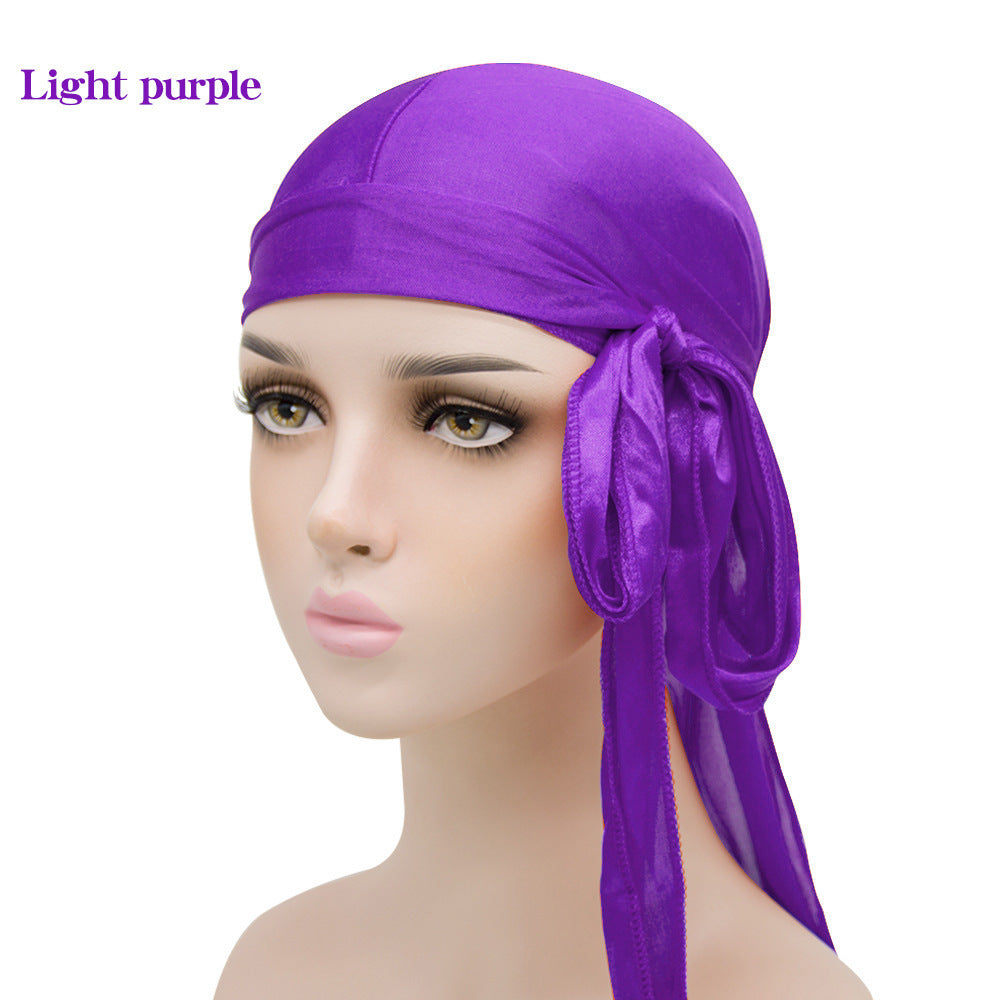 Imitation Silk Long Tail Turban Hat Silk Pirate Hat