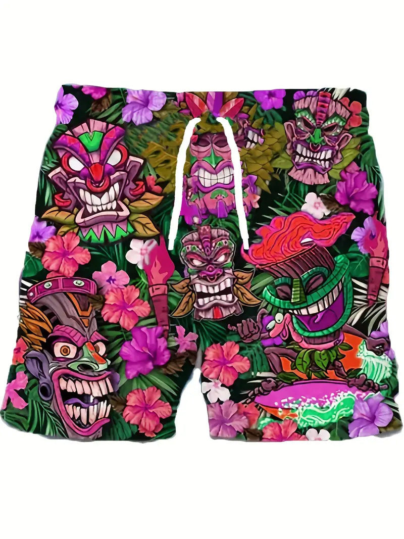 Summer Men's Beach Pants Printed Sports Casual Shorts