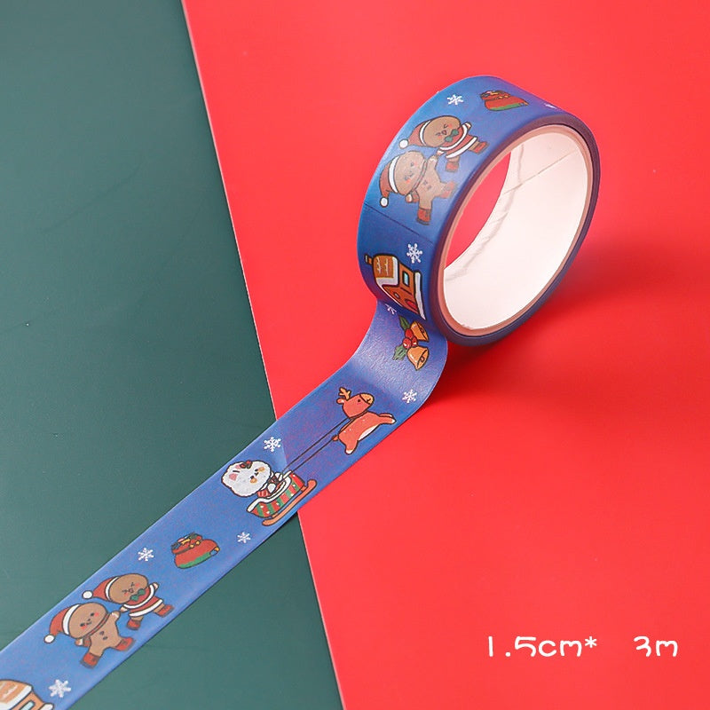 Cartoon Christmas And Paper Adhesive Tape Student Journal Material Diy Decorative Stickers Cute Girl