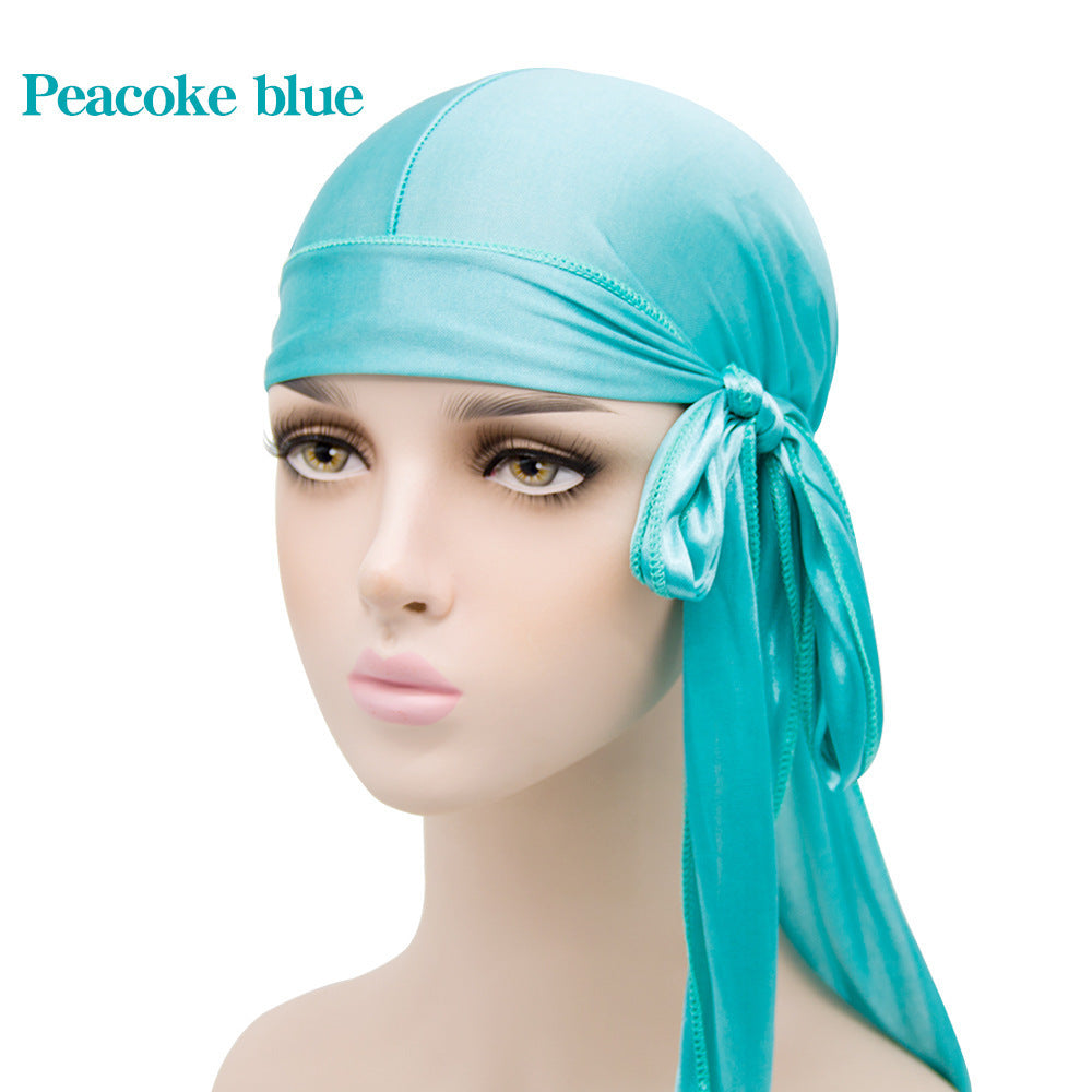 Imitation Silk Long Tail Turban Hat Silk Pirate Hat