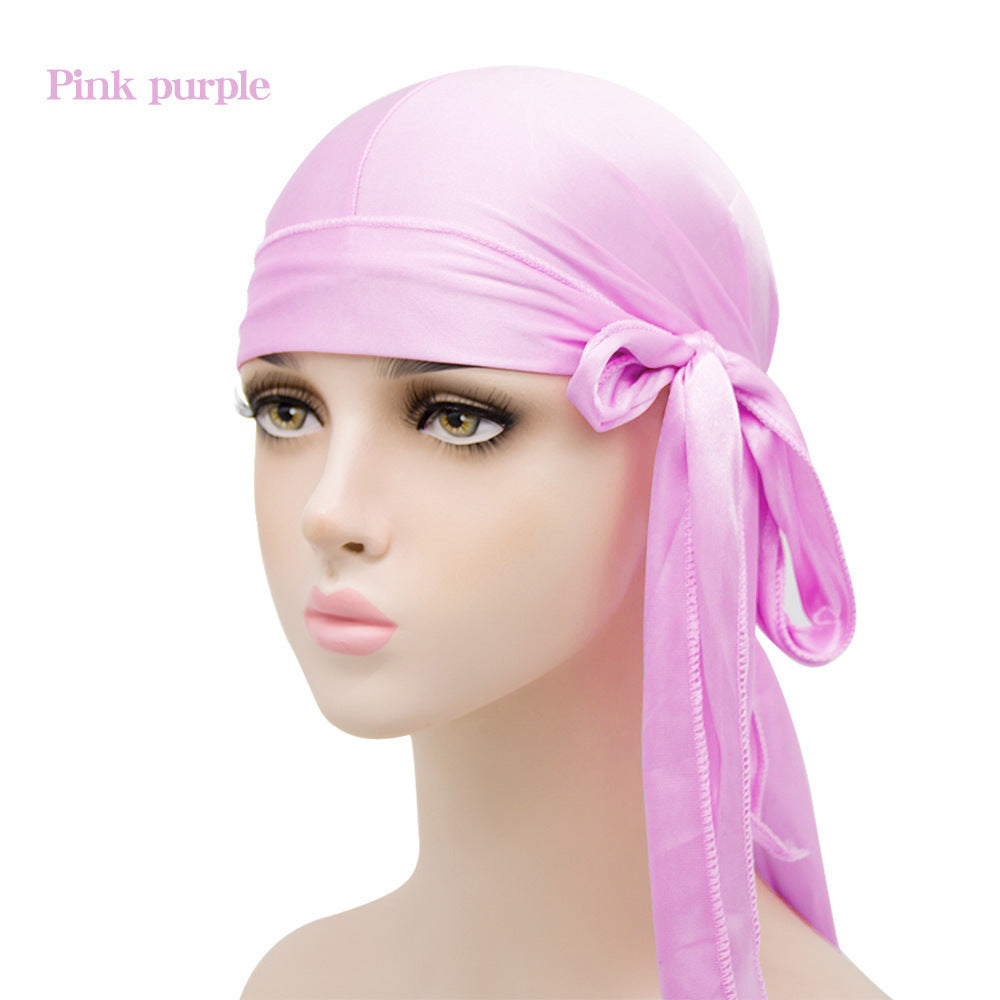 Imitation Silk Long Tail Turban Hat Silk Pirate Hat