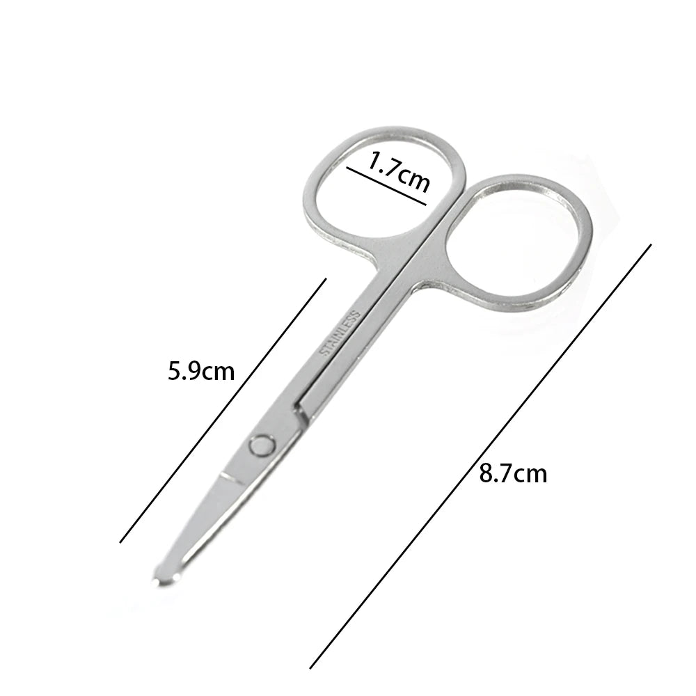 New 1pc 3.5" Stainless Steel Mini Portable Curved Mustache Nose Ear Hair Remover Trimmer Small Scissors