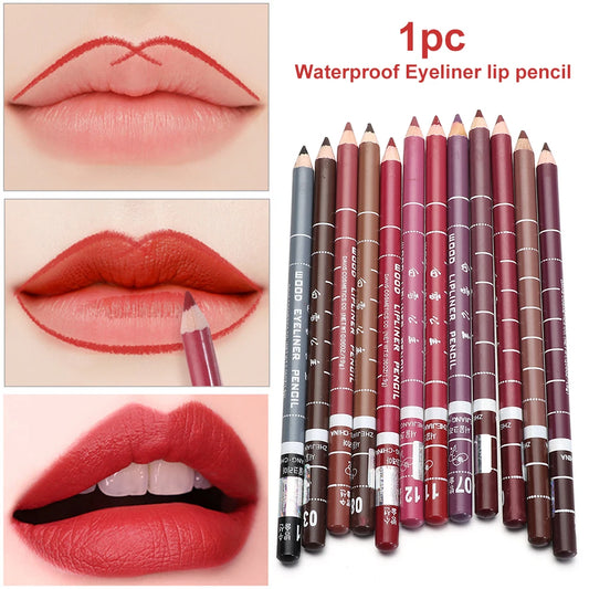 1PC Professional Wood Lip liner Pen Waterproof Lipstick Pencil Contour Matte Lady Charming Women's Makeup Long Lasting Cosmetic