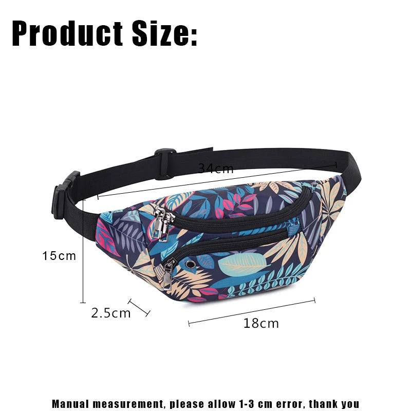 YoReAi Printed Leaves Waist Bag For Men Women Fashion Casual Men's Belt Bags Pouch Travel Female Banana Packs Kid Fanny Pack