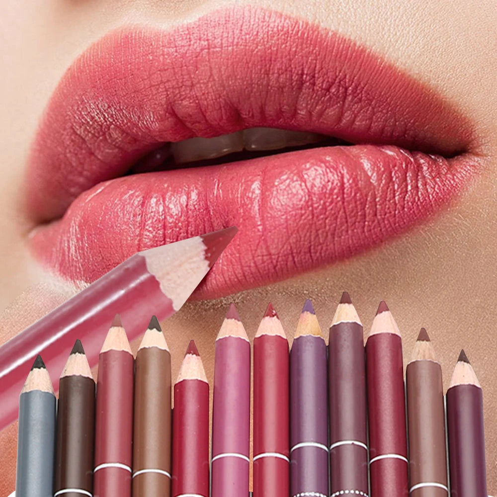 1PC Professional Wood Lip liner Pen Waterproof Lipstick Pencil Contour Matte Lady Charming Women's Makeup Long Lasting Cosmetic