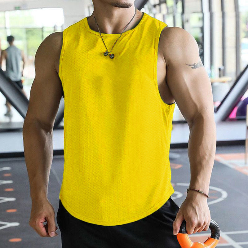 Summer Sports Casual Muscle Workout Mesh Breathable Quick-drying Solid Color Sleeveless Vest