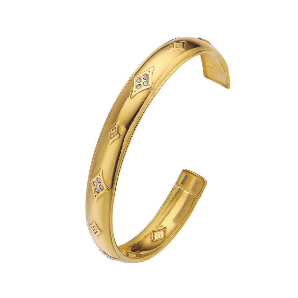 Stainless Steel Bracelet 18K Gold Plating C- Shaped Gold