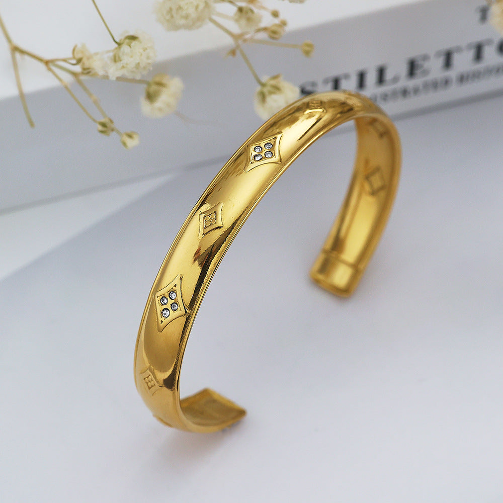 Stainless Steel Bracelet 18K Gold Plating C- Shaped Gold