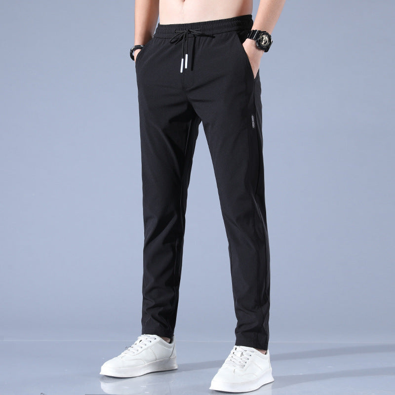 Summer Ice Silk Men's Stretch Breathable Straight Sports Trousers