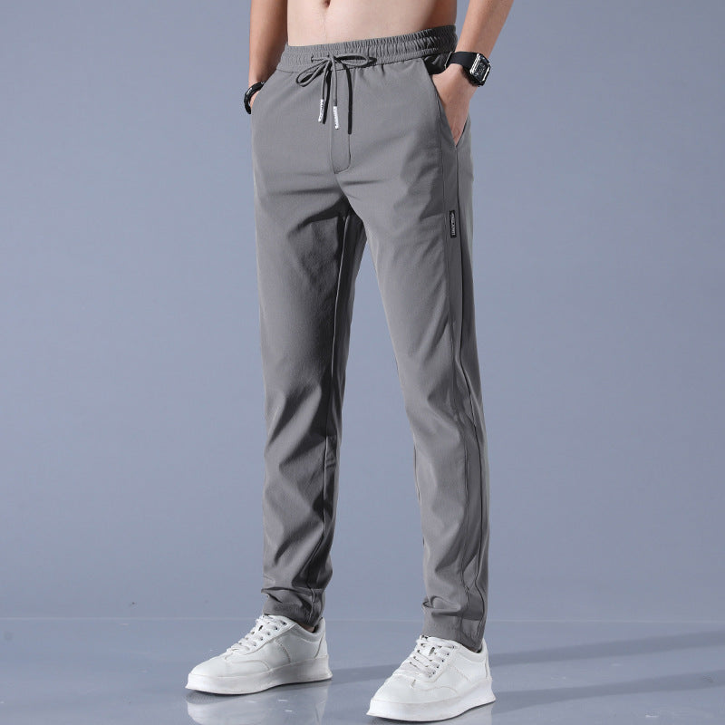 Summer Ice Silk Men's Stretch Breathable Straight Sports Trousers