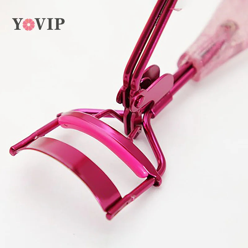 Eyelashes Curler Curling Eyelash Clip Cosmetic Beauty Tool Durable Carbon Steel with 2Pcs Silicone Refill Pads Lock Gift