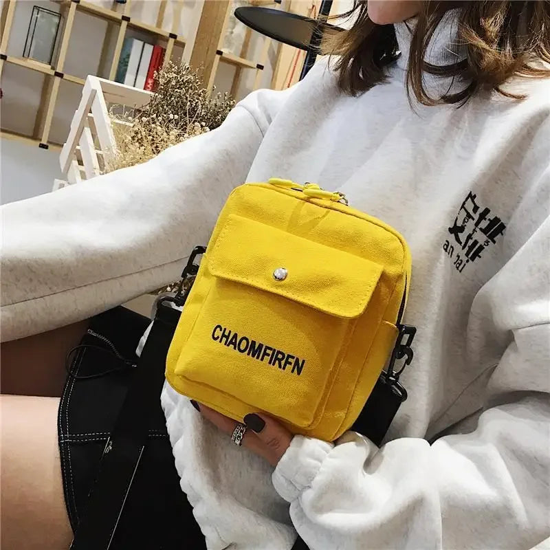 Small Canvas Bag Women's Crossbody Shoulder Bags for Women Messenger Coin Purse Cartoon Cell Phone Shoulder Bags Phone Handbags