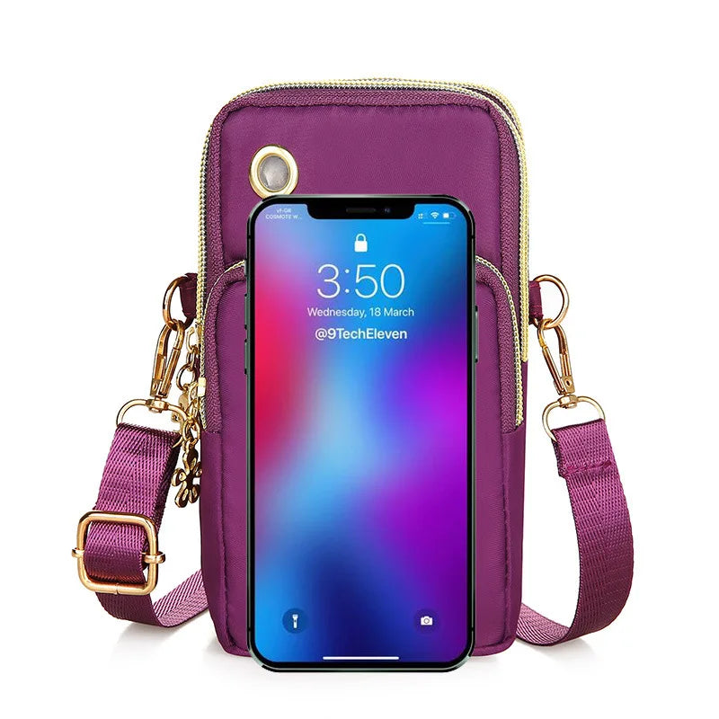 Fashion Women Shoulder Bag Balloon Mobile Phone Crossbody Bags for Women Cell Phone Pouch With Headphone Plug 3 Layer Wallet