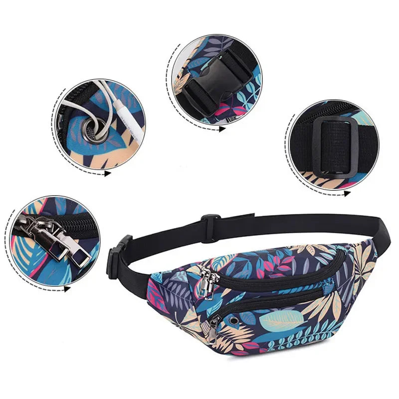 YoReAi Printed Leaves Waist Bag For Men Women Fashion Casual Men's Belt Bags Pouch Travel Female Banana Packs Kid Fanny Pack