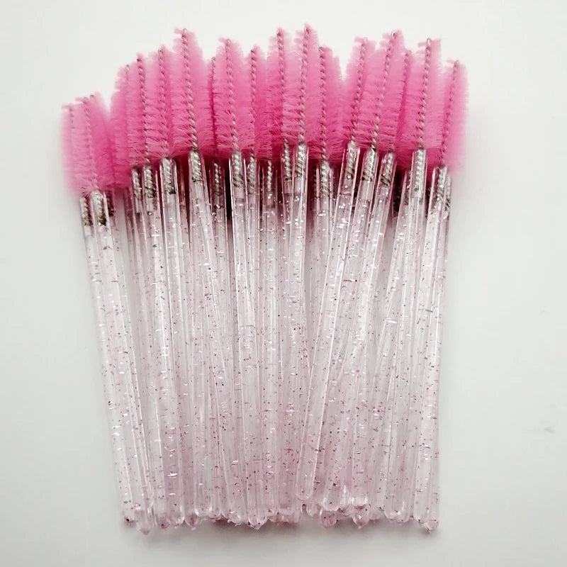 Hot Sale Disposable 5/50 PCS Crystal Eyelash Makeup Brush Diamond Handle Mascara Stick Eyelash Extension Makeup Tool New