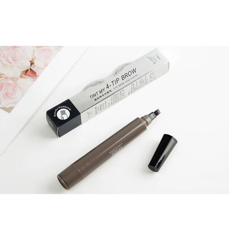 4 Head Henna Eyebrow Pencil Tint Microblading Waterproof Tattoo Pen Gray Red Brown Eye Brow Marker Long-lasting Easy to Wear