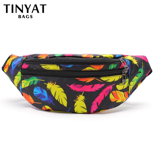 TINYAT Print Woman's Waist Bag Pack Purse Phone Money Shoulder Belt Bag Pouch Travel Fanny Banana Bag For Men Fashion Handbags