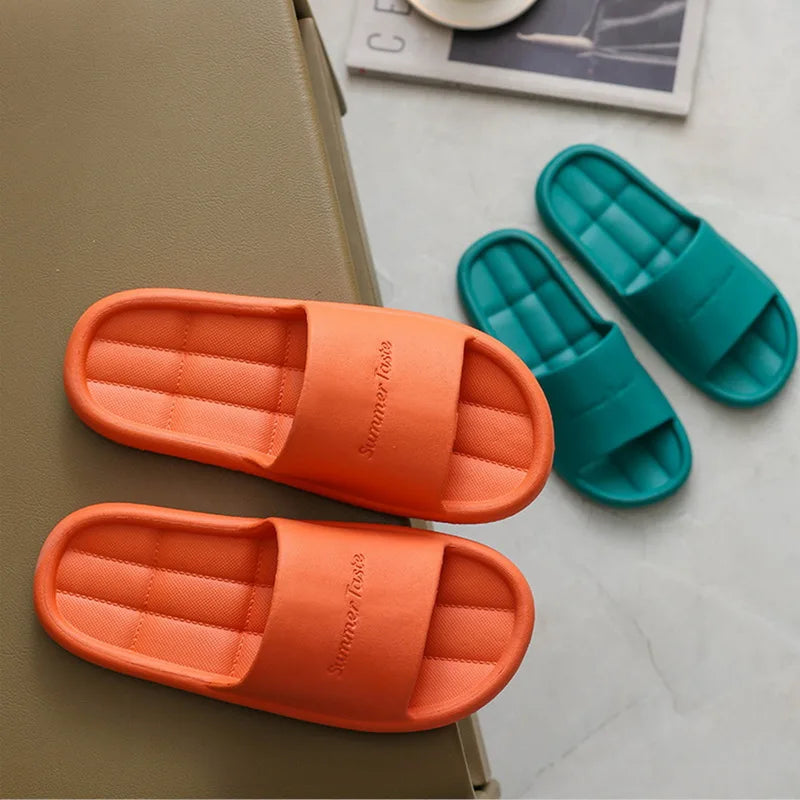 Non-Slip Slippers EVA Soft Sole Home Bathroom Slipper Couple Slide Shoes Indoor Flat Slips Women Summer Beach Sandals Flip Flops