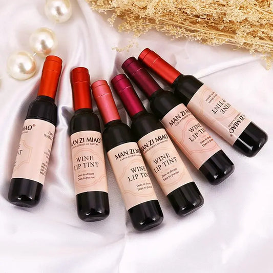 6 Colors Lipstick Lovely Tint Wine Bottle Shape Lipgloss Waterproof Matte Lipstick Long Glitter Tools Red Lasting Cosmetic X8R7