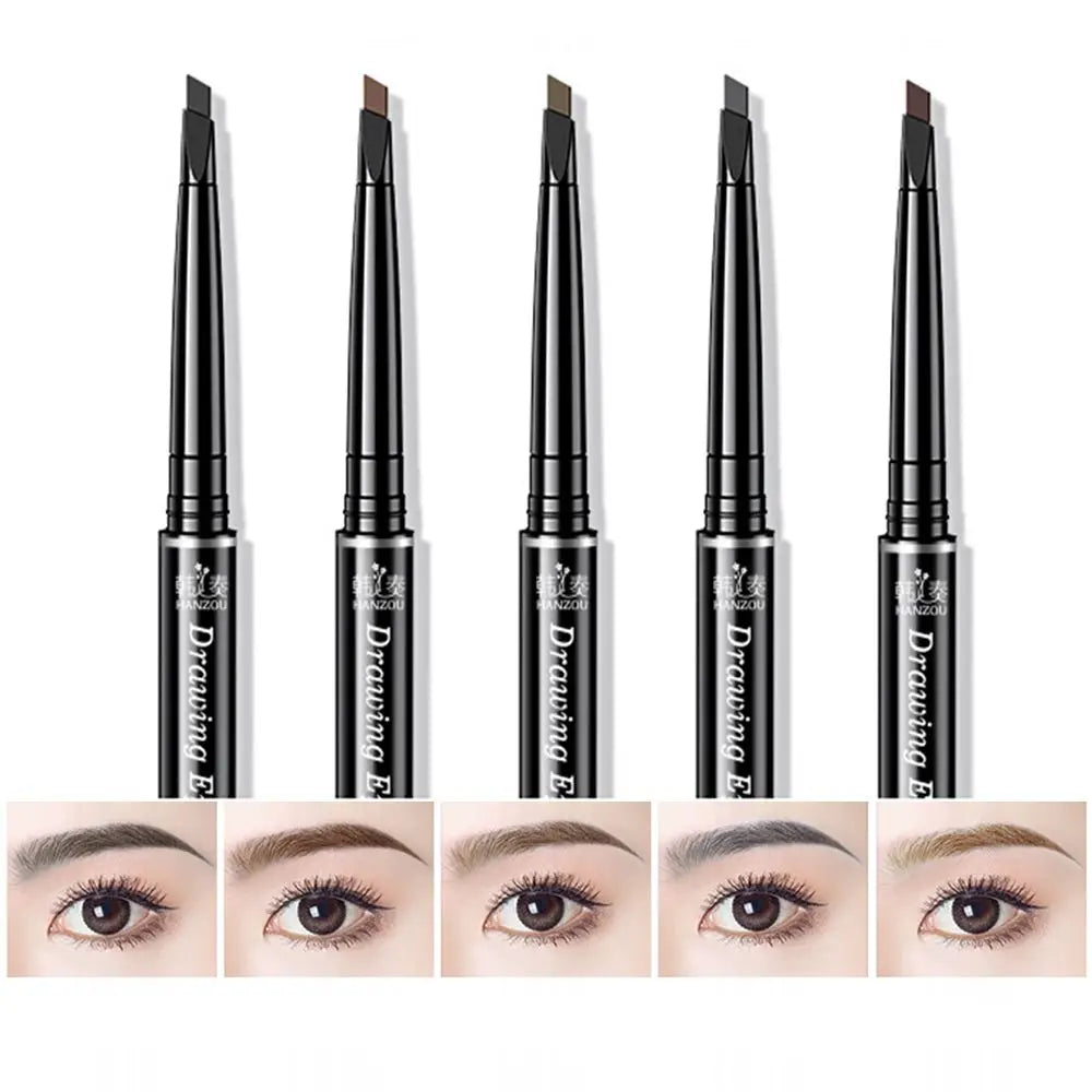 5 Color Waterproof Double Ended Eyebrow Pencil Long Lasting No Blooming Rotatable Triangle Eye Brow Tattoo Pen Makeup Tools