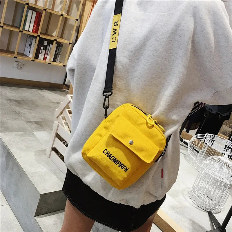 Small Canvas Bag Women's Crossbody Shoulder Bags for Women Messenger Coin Purse Cartoon Cell Phone Shoulder Bags Phone Handbags