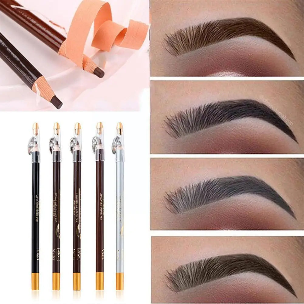 Waterproof Long-lasting Eyebrow Pencil With Sharpener Red Cosmetics Gray Black Lid New Proof Coffee Tools Sweat J3a2