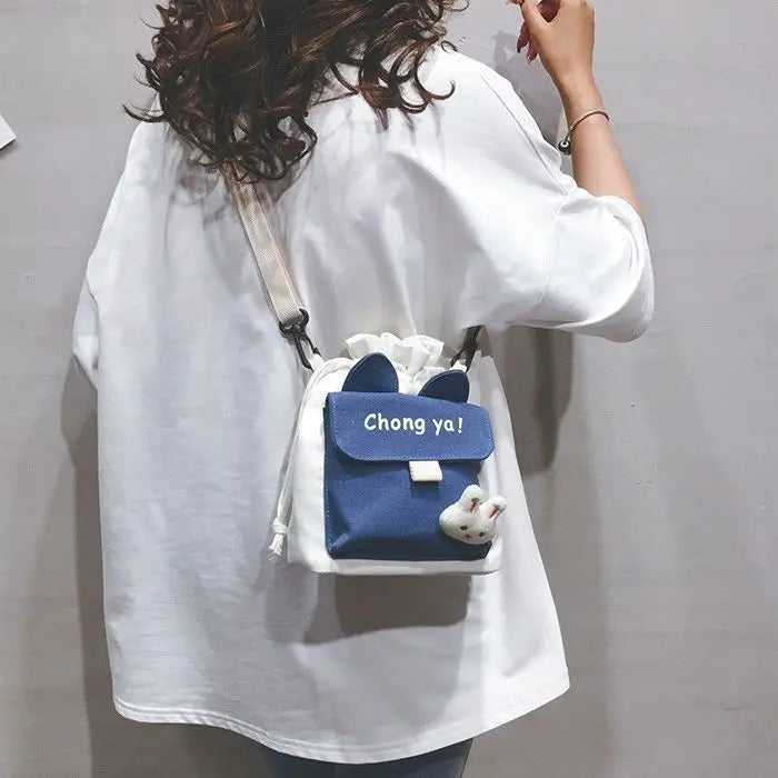 Women Shoulder Bag Fashion Small Fresh Casual Tote Outdoor Bag Japanese style Canvas Handbag Lovely Shoulder Bag Girls Gift