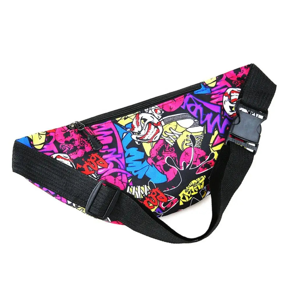 Flower Pattern Waist Bag Portable Large Capacity Printing Fanny Pack Nylon Waterproof Chest Bag