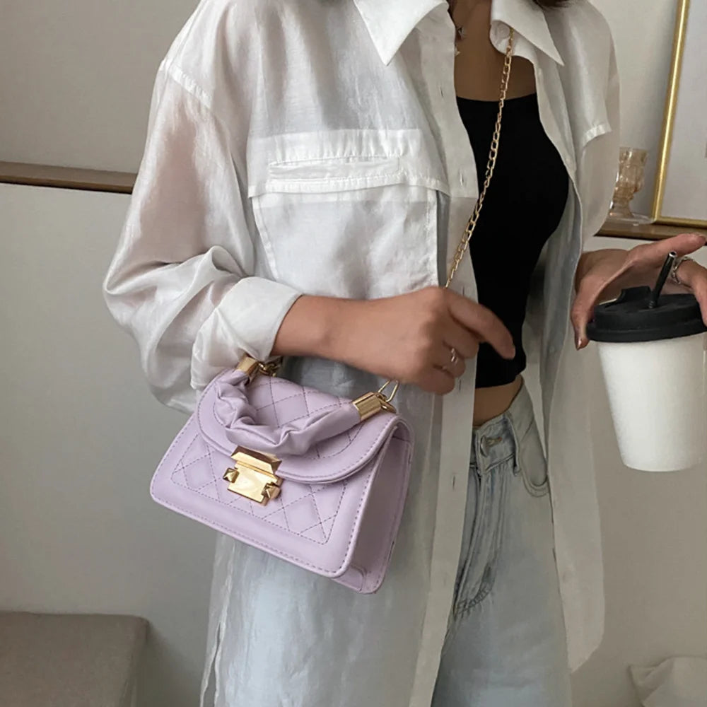 Women PU Leather Shoulder Bags Small Messenger Designer Female 2023 New Fashion Chain Rhomboid Crossbody Bag Ladies Mini Handbag