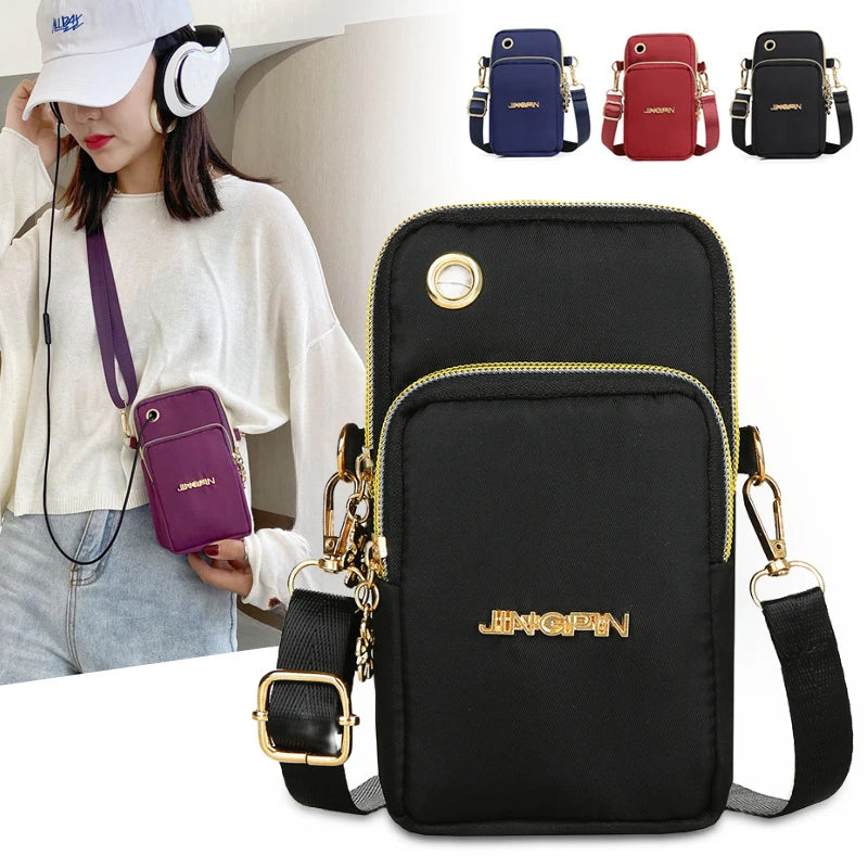 Fashion Women Shoulder Bag Balloon Mobile Phone Crossbody Bags for Women Cell Phone Pouch With Headphone Plug 3 Layer Wallet