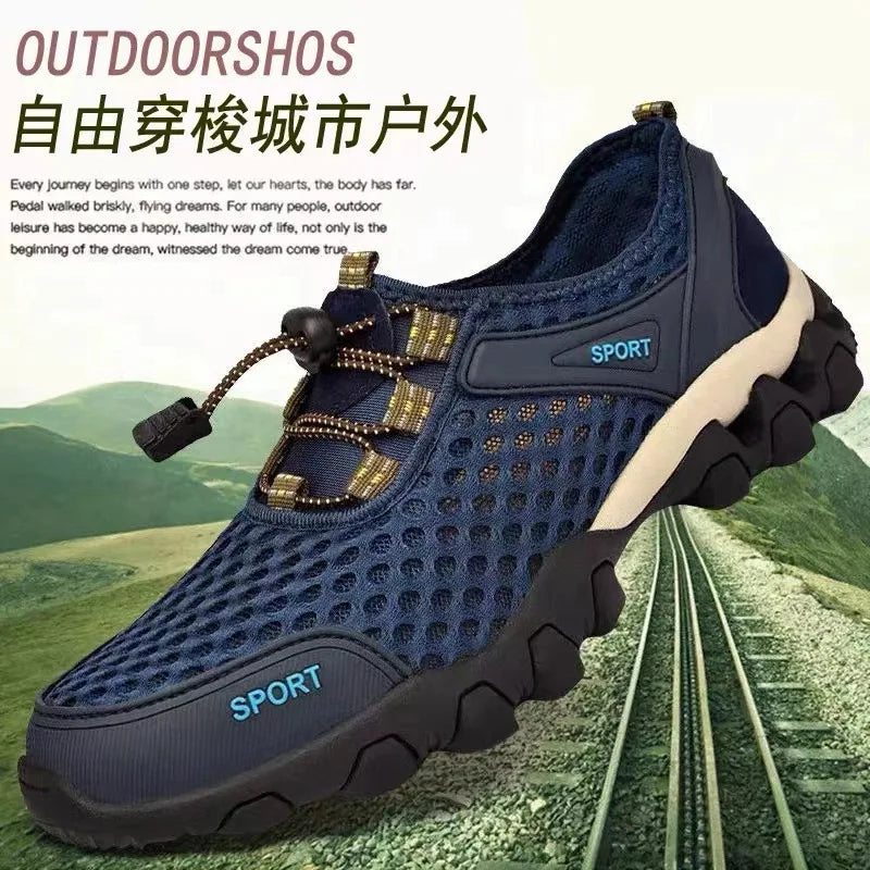 2024 Men Casual Tennis Sneakers Summer Fashion Breathable Mesh Shoes Mens Non-Slip Hiking Shoe Sneaker for Men Climbing Trekking