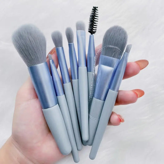 8Pcs/Set Makeup Brushes Soft Bristles Foundation Blend Blush Lip Nose Shadow Eyeshadow Eyebrow Lash Brush Set for Beginner