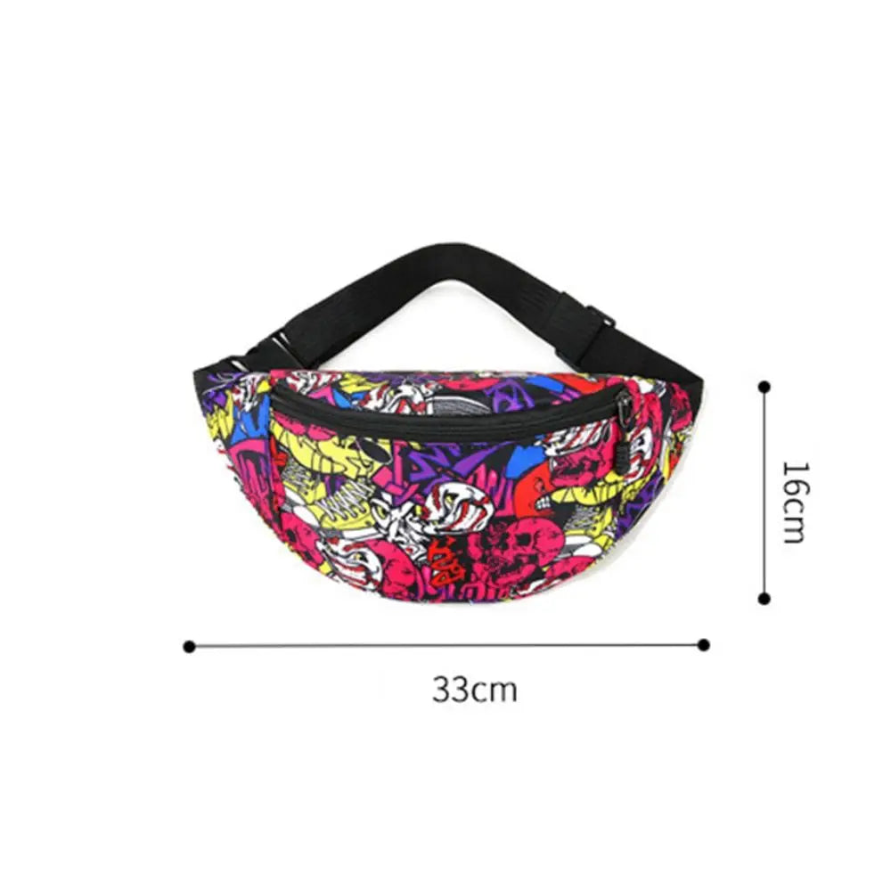 Flower Pattern Waist Bag Portable Large Capacity Printing Fanny Pack Nylon Waterproof Chest Bag