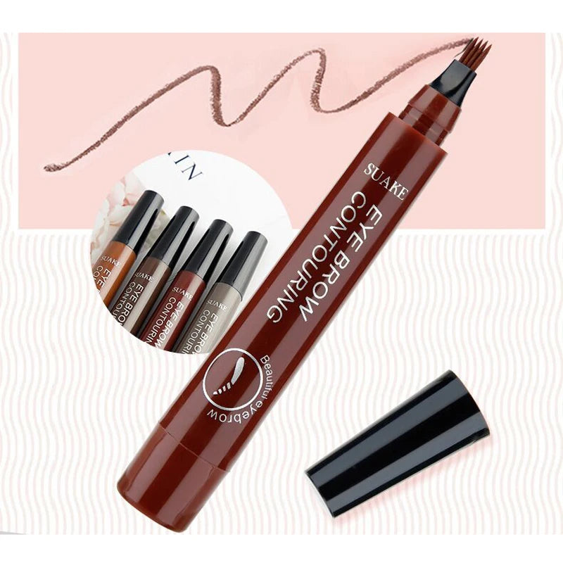 4 Head Henna Eyebrow Pencil Tint Microblading Waterproof Tattoo Pen Gray Red Brown Eye Brow Marker Long-lasting Easy to Wear