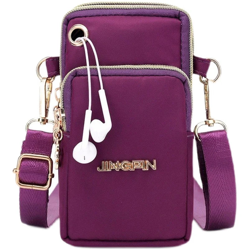 Fashion Women Shoulder Bag Balloon Mobile Phone Crossbody Bags for Women Cell Phone Pouch With Headphone Plug 3 Layer Wallet