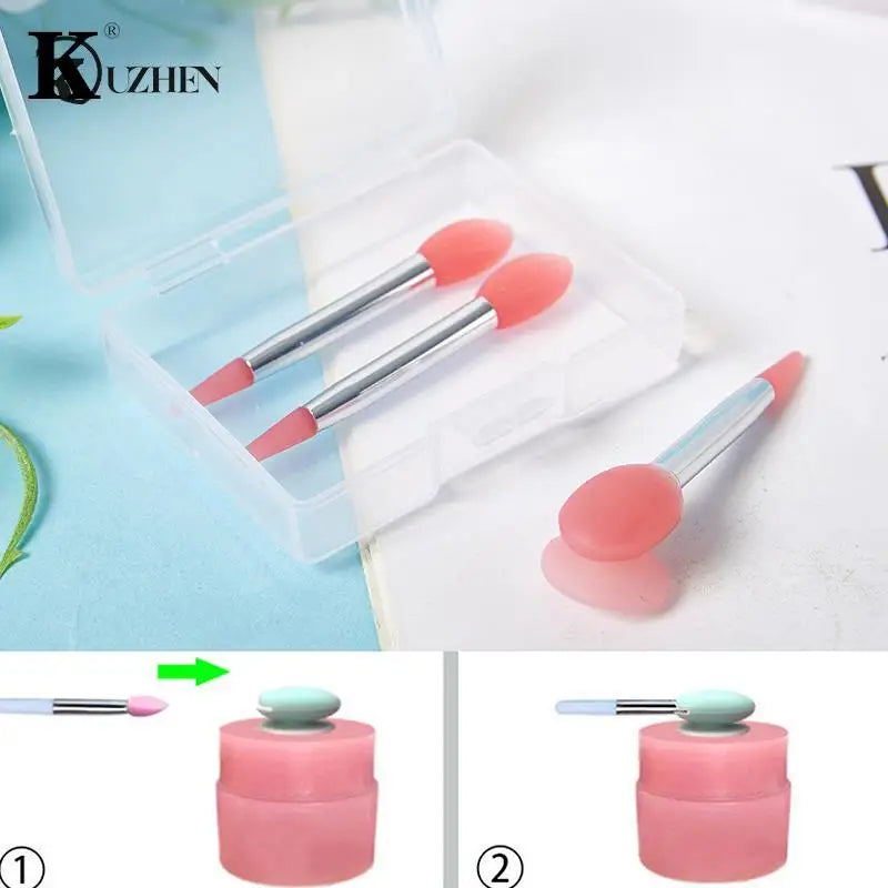 1/3Pcs Soft Silicone Lip Balms Lip Mask Brush With Sucker Dust Cover Lipstick Cosmetic Makeup Brushes Lipstick Brush Storage Box