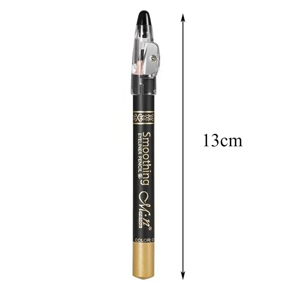 Black Eyeliner Smooth Easy to Wear Eyes Brightener Waterproof Long-lasting Eyeliner Pencils with Pencil Sharpener Makeup Tool