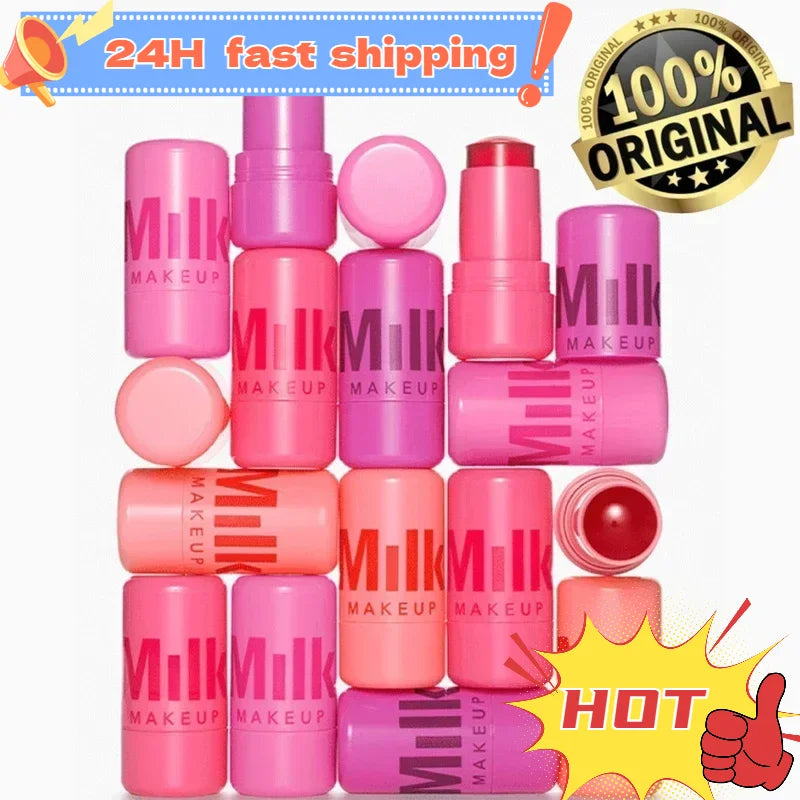 3-in-1 Jelly Lipstick Rouge Blush Stick Korean Milk Makeup Lip Eye Cheek Moisturizing Lip Gloss Natural Lasting Contour Cosmetic