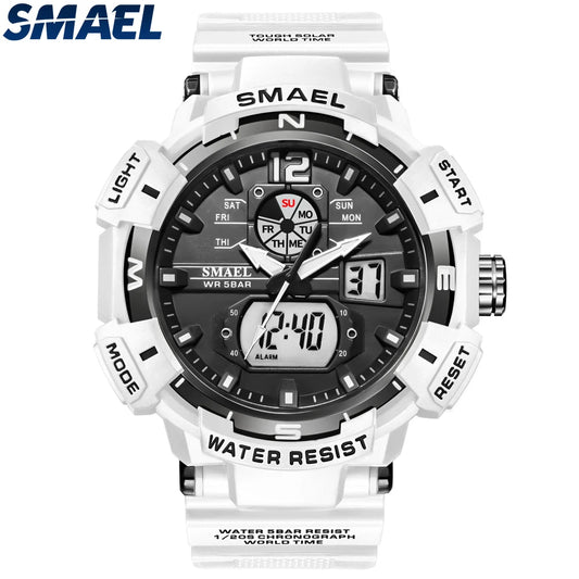 SMAEL 8045  Multi functional Waterproof Sports Dual Display Electronic Quartz Watch Cool Shockproof Electronic Watch